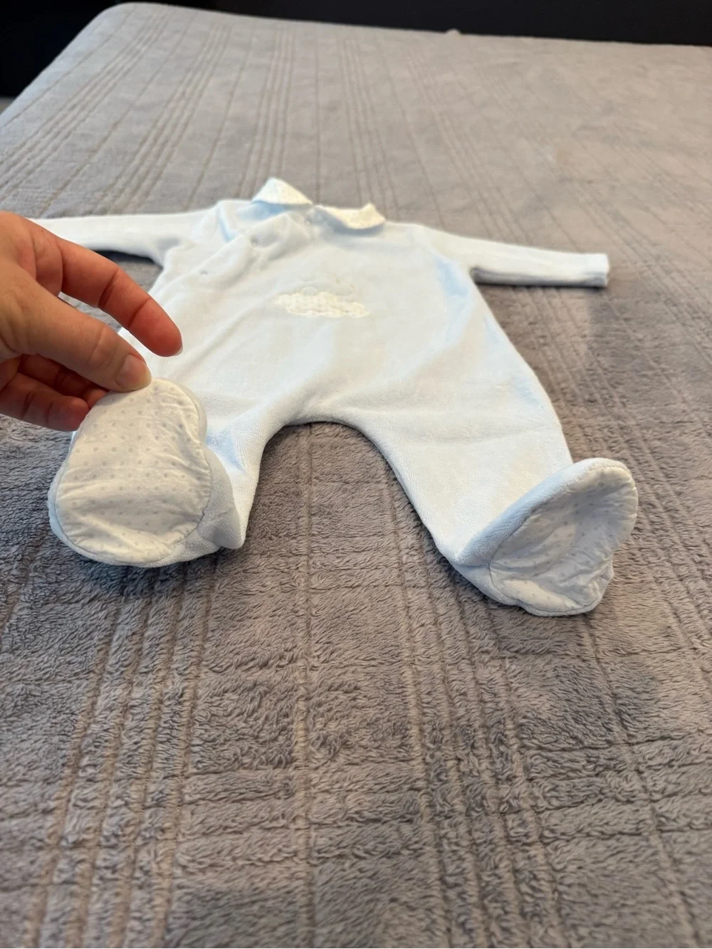 Baby Blue One-Piece Footed Romper with Peter Pan Collar